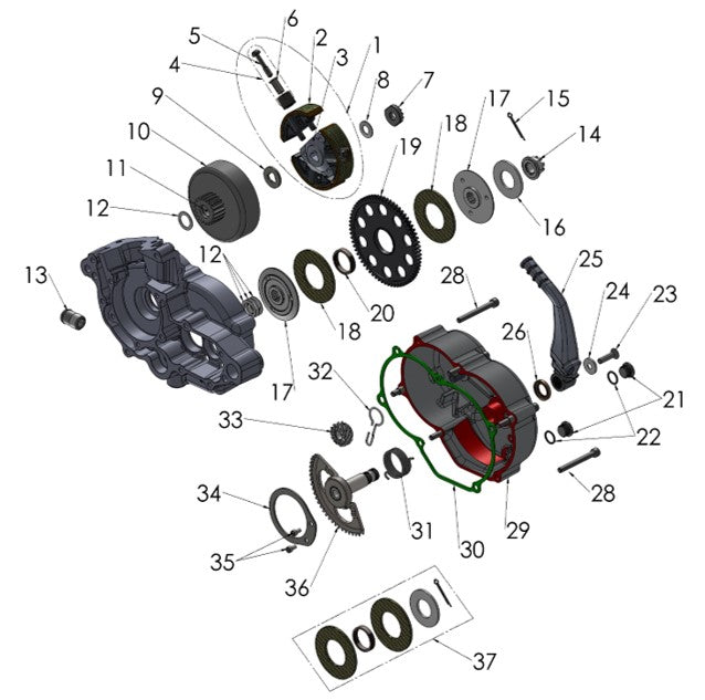 2026 Cobra CX50 SRx KING - ENGINE - CLUTCH & KICK LEVER