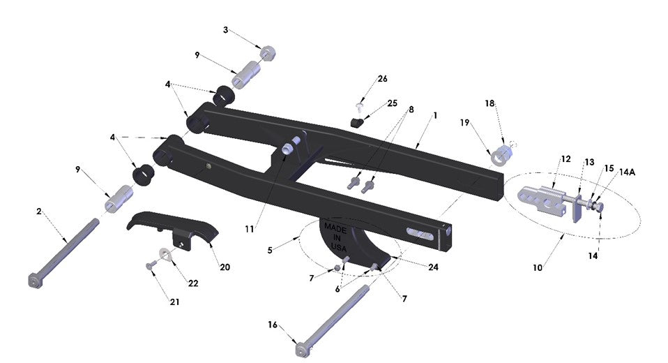 2026 Cobra CX50 SRx KING - SWINGARM ASSEMBLY