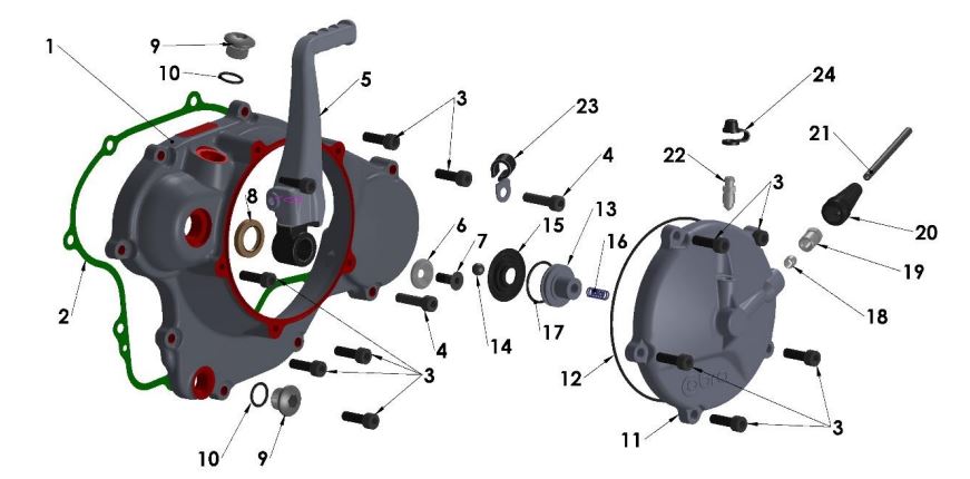 2017 Cobra CX65 - ENGINE - CLUTCH & KICK COVER