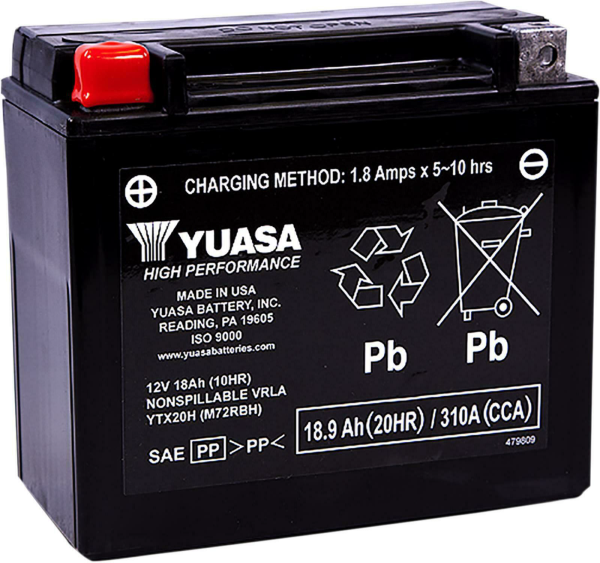 YUASA - BATTERY YTX20H SEALED FACTORY ACTIVATED - Image 1