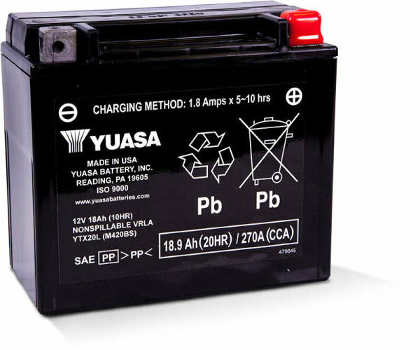 YUASA - BATTERY YTX20L SEALED FACTORY ACTIVATED - Image 1