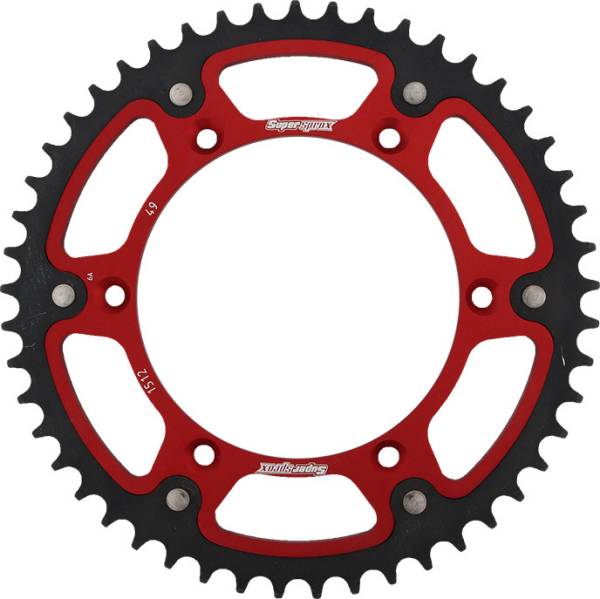 SUPERSPROX - REAR STEALTH SPROCKET ALU/STL 49T-520 RED GAS/SHE - Image 1