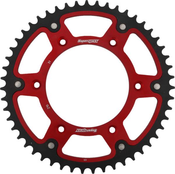 SUPERSPROX - REAR STEALTH SPROCKET ALU/STL 51T-520 RED HON - Image 1