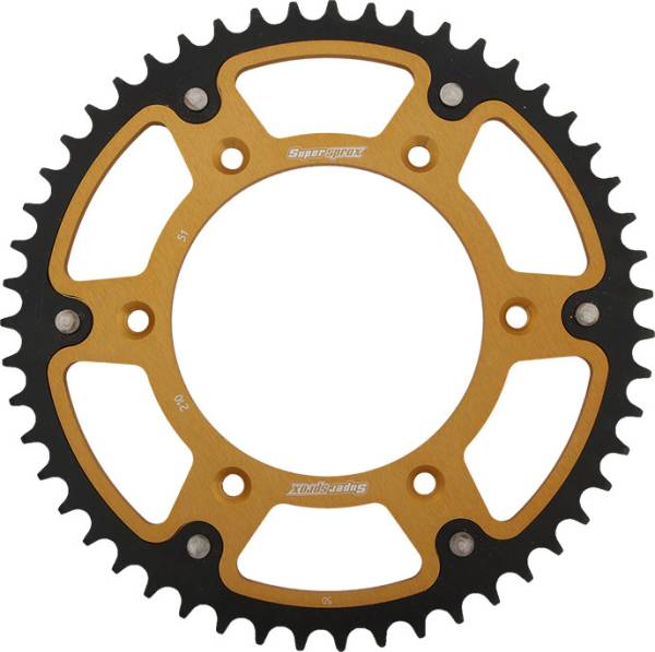 SUPERSPROX - REAR STEALTH SPROCKET ALU/STL 51T-520 GLD HON - Image 1