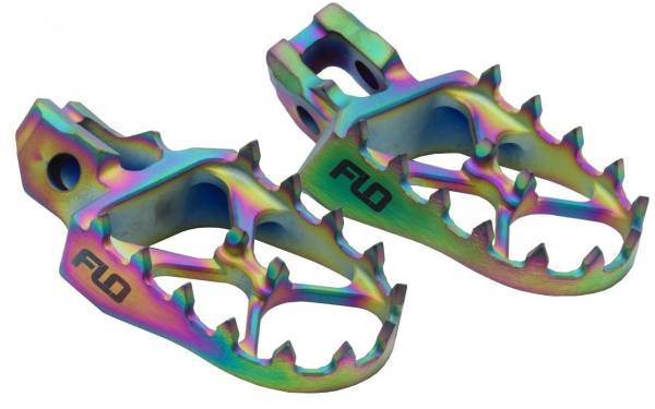 FLO MOTORSPORTS - TITANIUM FOOT PEGS JET FUEL HON/KAW - Image 1