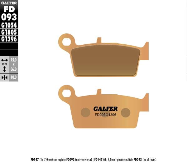 GALFER - BRAKE PADS SINTERED FD093G1396 - Image 1