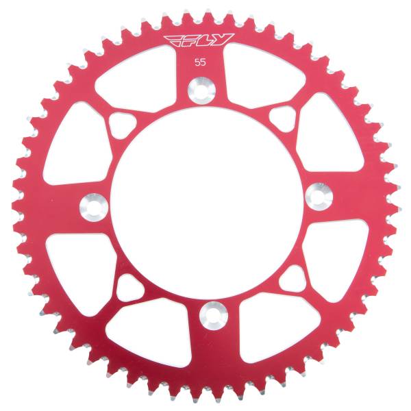 FLY RACING - REAR SPROCKET ALUMINUM 55T-420 RED HON - Image 1