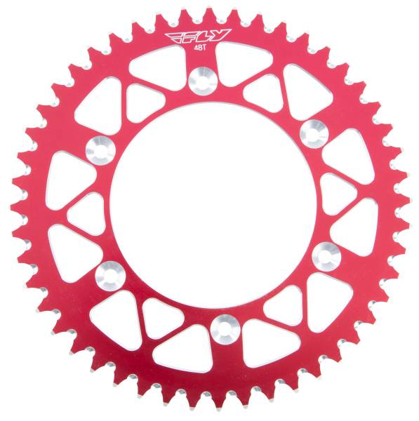 FLY RACING - REAR SPROCKET ALUMINUM 48T-520 RED HON - Image 1