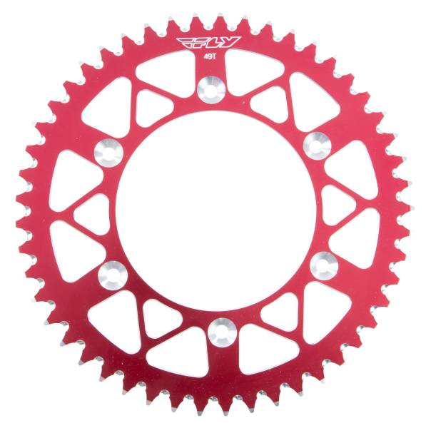 FLY RACING - REAR SPROCKET ALUMINUM 49T-520 RED HON - Image 1