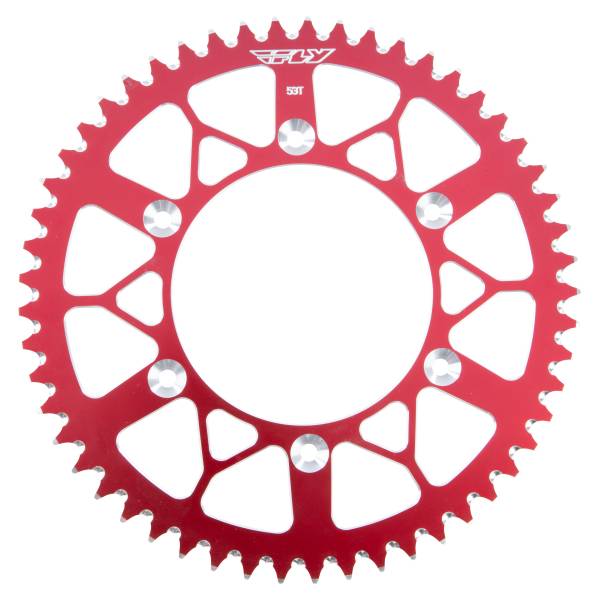 FLY RACING - REAR SPROCKET ALUMINUM 53T-520 RED HON - Image 1