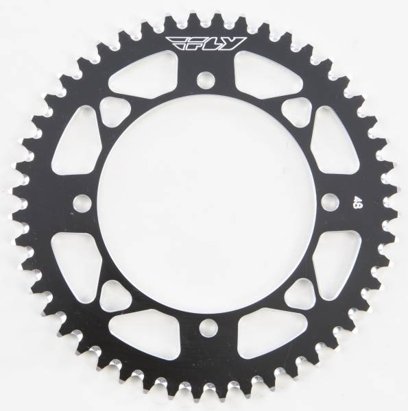 FLY RACING - REAR SPROCKET ALUMINUM 48T-420 BLK KAW/SUZ - Image 1