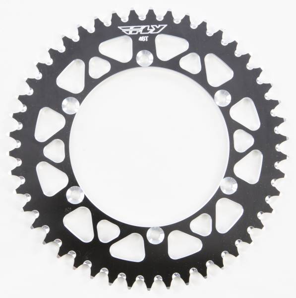 FLY RACING - REAR SPROCKET ALUMINUM 46T-520 BLK KAW/SUZ - Image 1