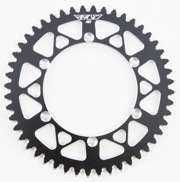 FLY RACING - REAR SPROCKET ALUMINUM 48T-520 BLK KAW/SUZ - Image 1