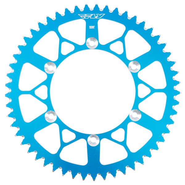 FLY RACING - REAR SPROCKET ALUMINUM 53T-520 BLU HON/YAM - Image 1