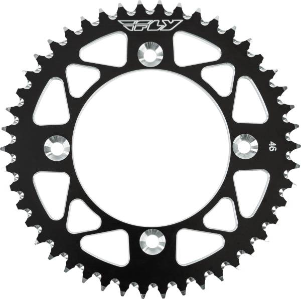 FLY RACING - REAR SPROCKET ALUMINUM 46T-428 BLK SUZ/YAM - Image 1