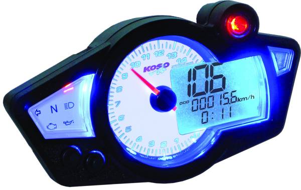 KOSO - GP STYLE MULTI-FUNCTION GAUGE RX-1N WHITE PANEL - Image 1