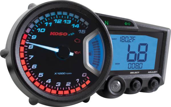 KOSO - GP STYLE MULTI-FUNCTION GAUGE RX-2 BLACK PANEL - Image 1