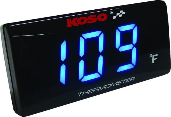 KOSO - SUPER SLIM TEMPERATURE GAUGE BLUE DISPLAY - Image 1