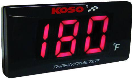 KOSO - SUPER SLIM TEMPERATURE GAUGE RED DISPLAY - Image 1