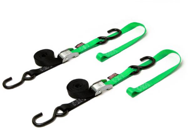 POWERTYE - TIE-DOWN CAM S-HOOK SOFT-TYE 1"X6' BLACK/GREEN PAIR - Image 1