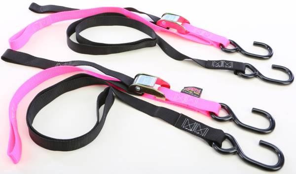 POWERTYE - TIE-DOWN CAM S-HOOK SOFT-TYE 1"X6' BLACK/PINK PAIR - Image 1