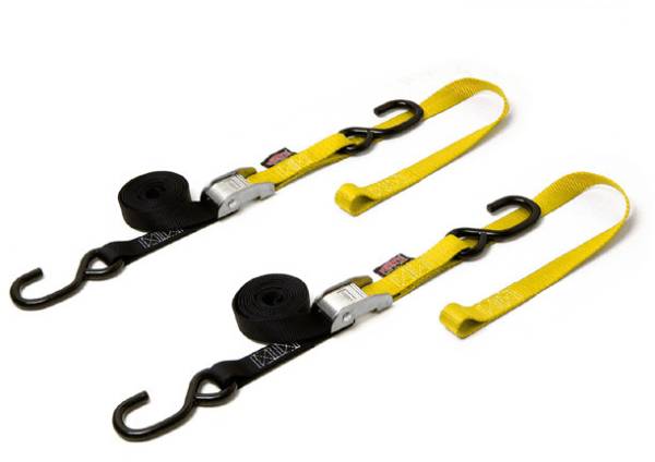 POWERTYE - TIE-DOWN CAM S-HOOK SOFT-TYE 1"X6' BLACK/YELLOW PAIR - Image 1