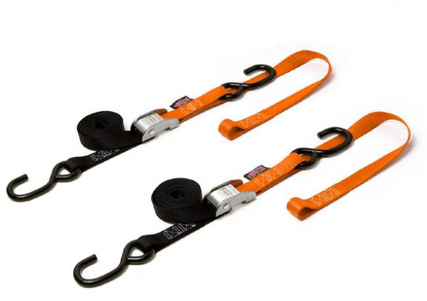 POWERTYE - TIE-DOWN CAM S-HOOK SOFT-TYE 1"X6' BLACK/KTMORANGE PAIR - Image 1