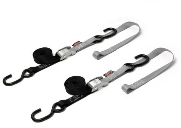 POWERTYE - TIE-DOWN CAM S-HOOK SOFT-TYE 1"X6' BLACK/SILVER PAIR - Image 1