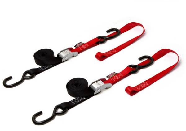 POWERTYE - TIE-DOWN CAM S-HOOK SOFT-TYE 1"X6' BLACK/RED PAIR - Image 1