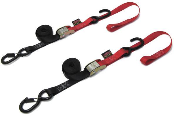 POWERTYE - TIE-DOWN CAM SEC HOOK SOFT-TYE 1"X6' BLACK/RED PAIR - Image 1