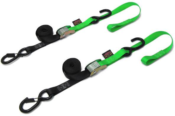 POWERTYE - TIE-DOWN CAM SEC HOOK SOFT-TYE 1"X6' BLACK/GREEN PAIR - Image 1