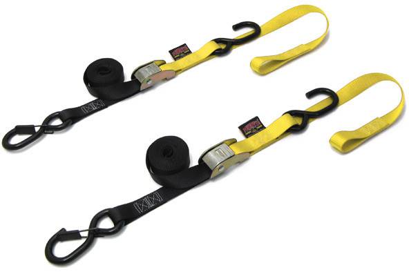 POWERTYE - TIE-DOWN CAM SEC HOOK SOFT-TYE 1"X6' BLACK/YELLOW PAIR - Image 1