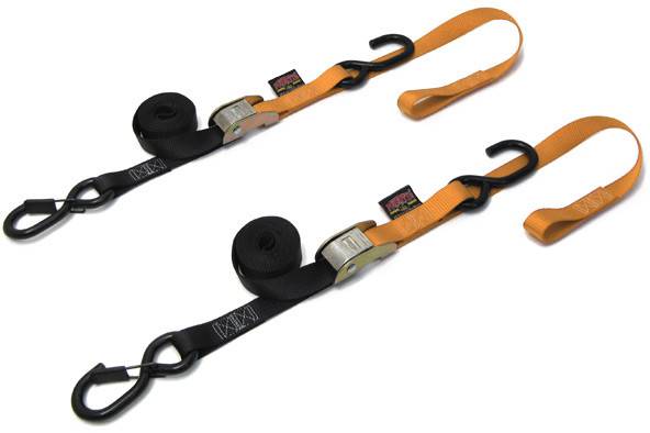 POWERTYE - TIE-DOWN CAM SEC HOOK SOFT-TYE 1"X6' BLACK/ORANGE PAIR - Image 1