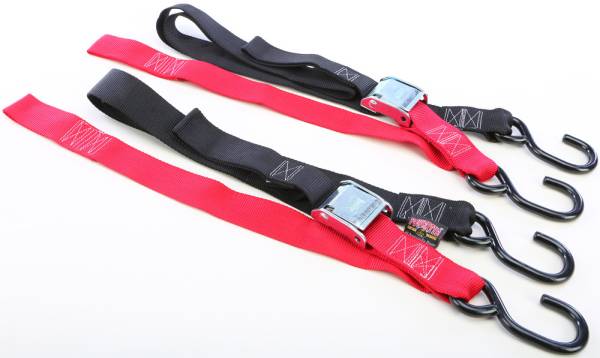 POWERTYE - TIE-DOWN CAM S-HOOK SOFT-TYE 1.5"X6' BLACK/RED PAIR - Image 1