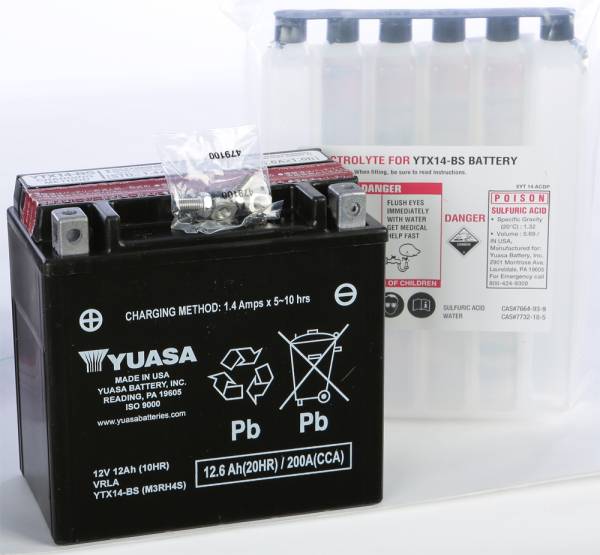 YUASA - BATTERY YTX14-BS MAINTENANCE FREE - Image 1