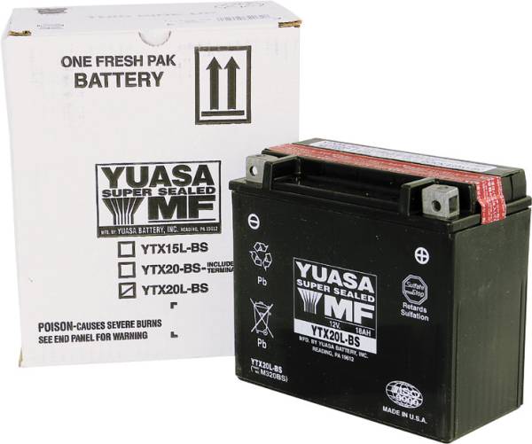 YUASA - BATTERY YTX20L-BS MAINTENANCE FREE - Image 1