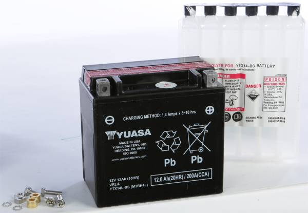 YUASA - BATTERY YTX14L-BS MAINTENANCE FREE - Image 1