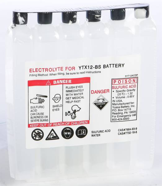 YUASA - ELECTROLYTE PACK YTX12-BS EA/ ACID PACK YTX12-BS - Image 1