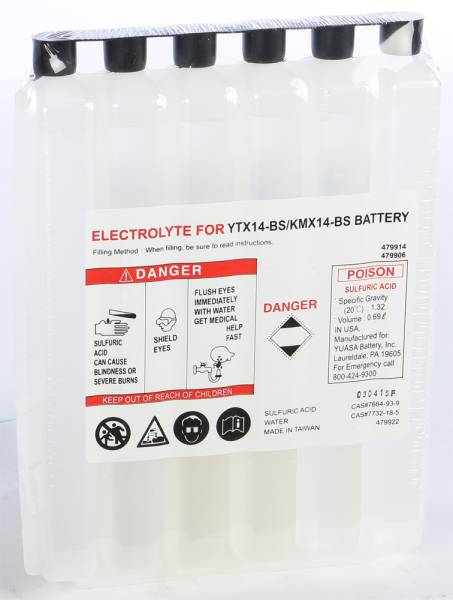 YUASA - ELECTROLYTE PACK YTX14-BS EA/ ACID PACK YTX14-BS - Image 1