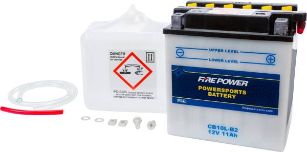 FIRE POWER - BATTERY W/ACID CB10L-B2 12V HEAVY DUTY - Image 1