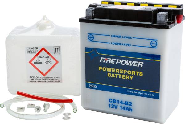 FIRE POWER - BATTERY W/ACID CB14-B2 12V HEAVY DUTY - Image 1