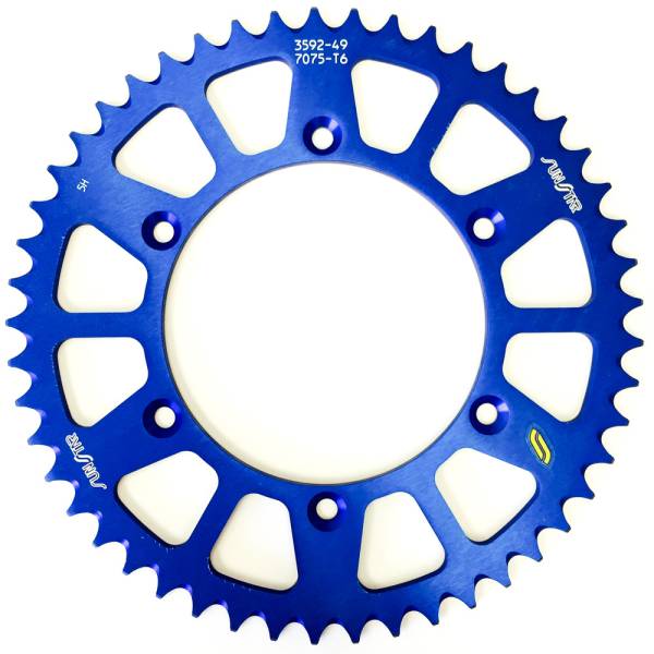 SUNSTAR - REAR SPROCKET ALUMINUM 49T-520 BLU HON/YAM - Image 1