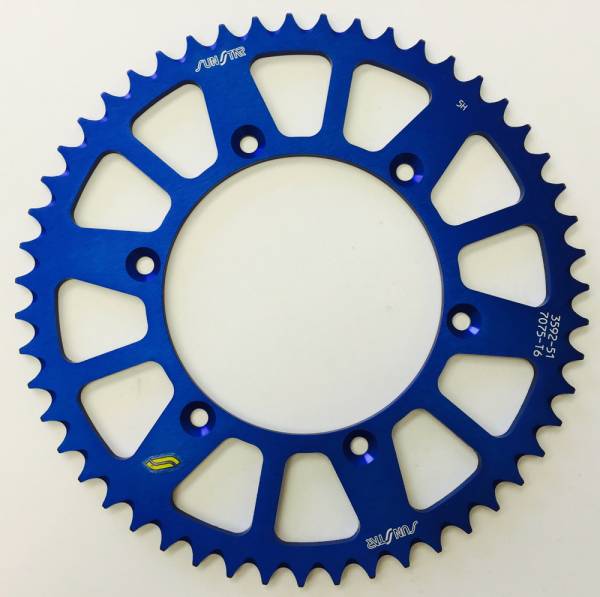 SUNSTAR - REAR SPROCKET ALUMINUM 51T-520 BLU HON/YAM - Image 1