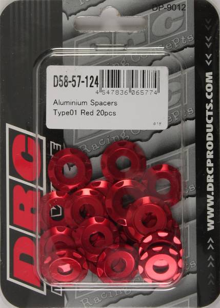 DRC - ALUMINUM SPACERS TYPE 1 RED M6X12MM 20/PK - Image 1