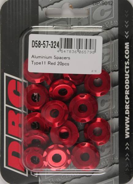 DRC - ALUMINUM SPACERS TYPE 11 RED M6X12MM 20/PK - Image 1