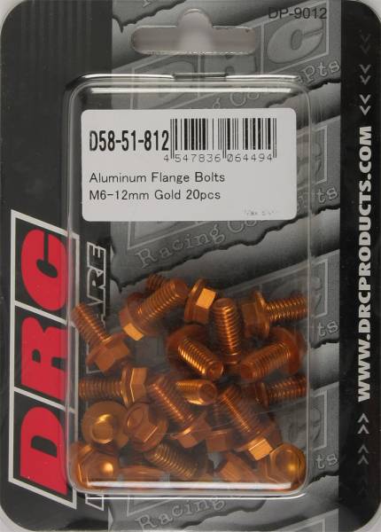 DRC - ALUMINUM FLANGE BOLTS GOLD M6X12MM 20/PK - Image 1