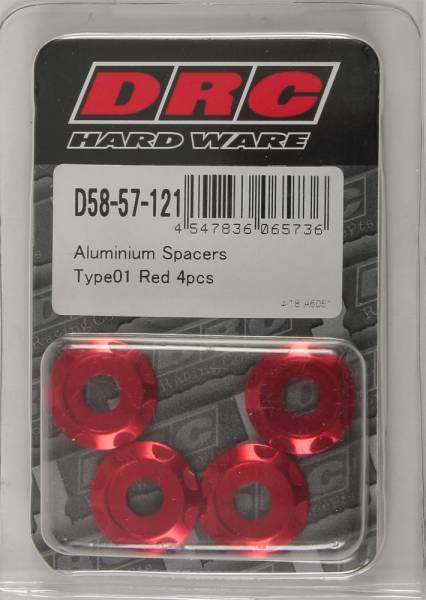 DRC - ALUMINUM SPACERS TYPE 1 RED M6X12MM 4/PK - Image 1