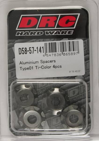 DRC - ALUMINUM SPACERS TYPE 1 TITANIUM M6X12MM 4/PK - Image 1