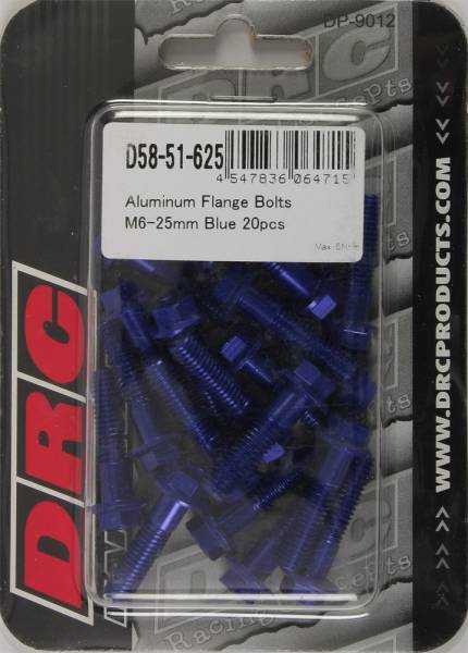 DRC - ALUMINUM FLANGE BOLTS BLUE M6X25MM 20/PK - Image 1