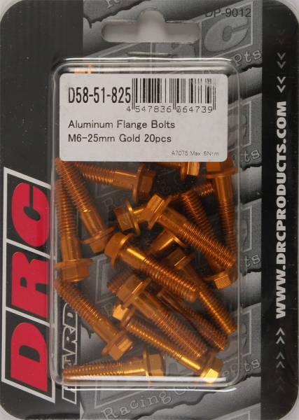 DRC - ALUMINUM FLANGE BOLTS GOLD M6X25MM 20/PK - Image 1